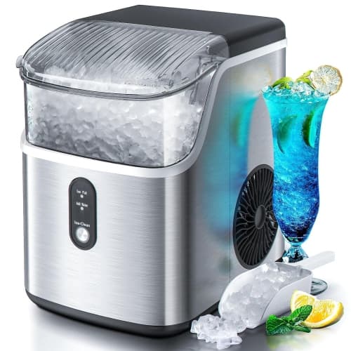 Nugget Ice Maker Countertop,Ready in 6 Mins, 36Lbs Every 24H, Self-Cleaning, One Button Operation,for Home/Kitchen/Camping/RV. (Silver)