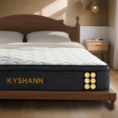 Kyshann Queen Mattress 10 Inch – Memory Foam & Pocket Spring Hybrid, Medium Firm, Motion Isolation, Edge Support, Fiberglass-Free, Mattress in a Box