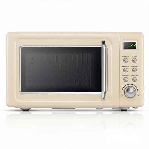 Costway 0.7Cu.ft Retro Countertop Microwave Oven 700W LED Display Glass Turntable