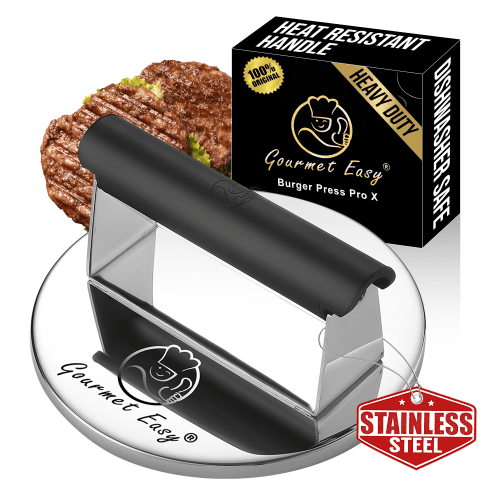 Gourmet Easy 2lb Smash Burger Press, Burger Smasher for Griddle Heat Resistant Handle, Hamburger Press, Stainless Steel