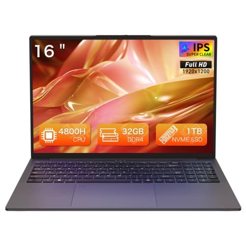 Portable 16" FHD+ IPS Laptop Computer | 32GB RAM for Smooth Multitasking | 1TB NVMe SSD | AMD Ryzen 7 4800H 8-Core | USB-C 65W Fast Charge | Wi-Fi 6 | Windows 11 Pro