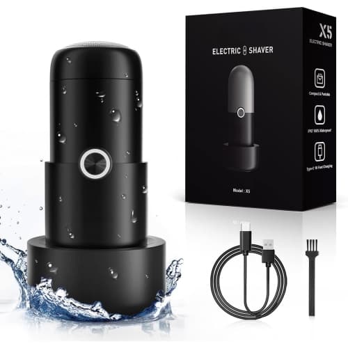 Electric Shaver for Men 3D Floating 6-Blade Rotary Head, Wet & Dry IPX7 Waterproof, Turbo Mode, Travel Lock, USB-C Rechargeable Grooming Model X5