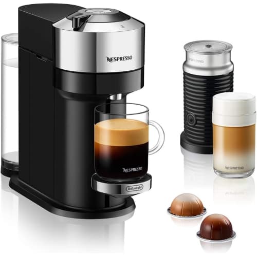 Nespresso Vertuo Next Coffee & Espresso Machine with Aeroccino3 Milk Frother – Chrome (ENV120CAE)