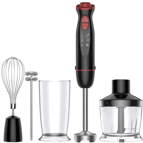 5-in-1 immersion blender, 1100W hand blender with 12 speed settings