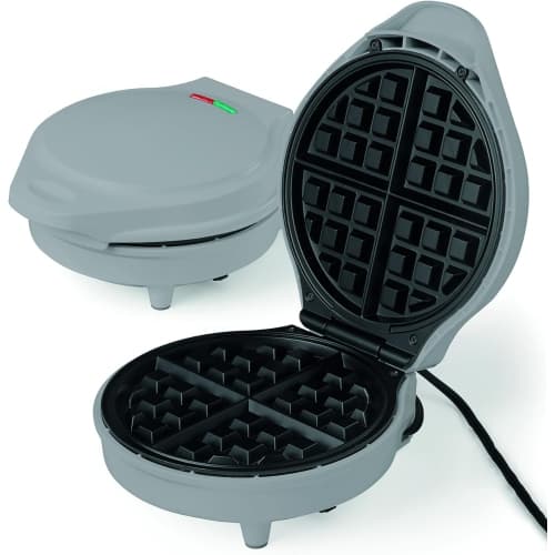 Electric Waffle Maker - 7-Inch Non-Stick & Scratch Resistant Plates, 900W for Fast Even Cooking, Easy Clean (Gray)