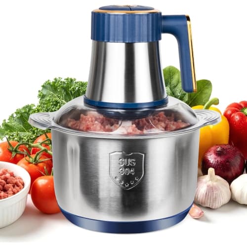 500W 20-Cup Large Capacity Food Processor - 5-Speed Electric Meat Grinder & Chopper, with 304 Stainless Steel Bowl & 6 Bi-Level Blades
