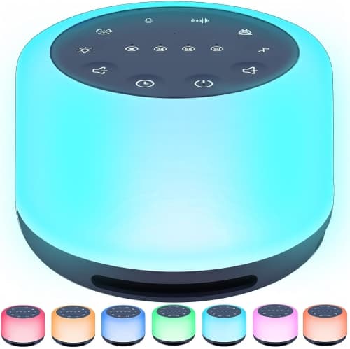White Noise Machine for Baby Adult, 3 in 1 Sleep Sound Machine with 30 Soothing Sounds, 7 Night Light, Wireless Speaker, 3 Timer, Memory Function