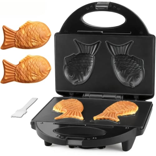 Waffle Maker - Electric Fish-Shaped Waffle Iron, Non-Stick Plate, Recipe Included