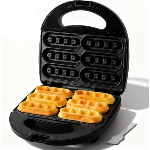 Mini Waffle Stick Maker - Makes 6 Sticks at Once, Non-Stick, Ideal for Breakfast, Snacks & Desserts