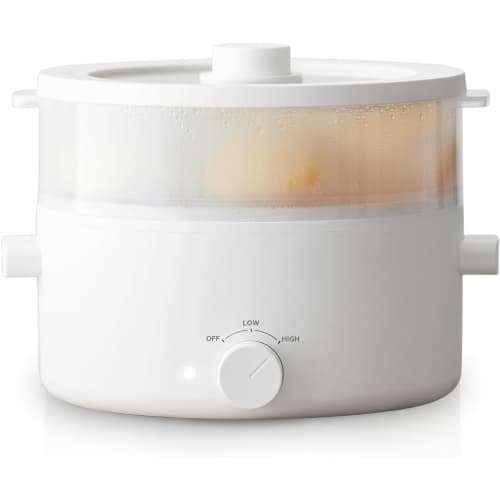 2L Electric Steamer & Cooker - Ceramic Pot, Dual Power Multi-Cooker for Steak, Pasta, Hot Pot & Ramen