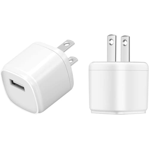 USB Wall Charger Block 2-Pack 5V/1A Power Charger Plug USB Charging Cube Compatible with iPhone,iPod,Headset,Smart Watch,eReader,Toys,Tablet (2 Pack)