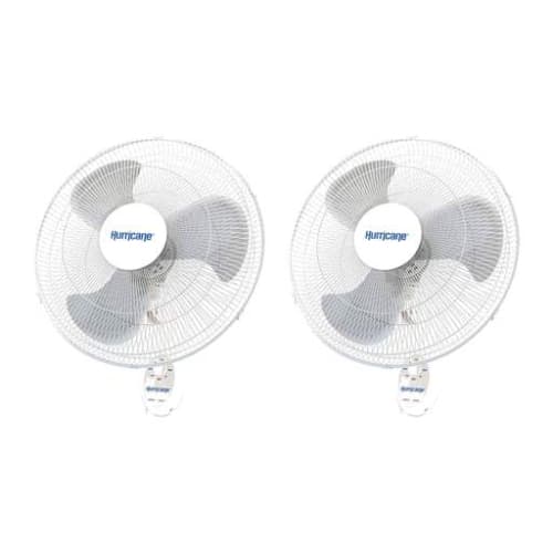 Hurricane Supreme 18 Inch 90 Degree Oscillating 3 Speed Wall Mounted Fan, White