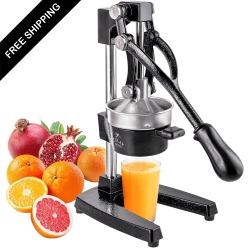 Cast Iron Juicer - Manual Citrus Press and Lemon Squeezer - Premium Quality Heavy Duty Manual Juicer for Orange Juice and Lime Squeezer, Black