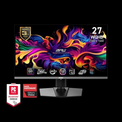 MSI 27" 2560 x 1440 (QHD) 360Hz 0.03ms (GTG) QD-OLED Gaming Monitor, HDR True Black 400, Clear MR13000, Type-C 90W, Height adjustable (MPG 271QRX QD-OLED)