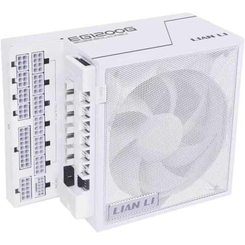 Lian Li Edge Serie-1200W Full Modular Power Supply (Fan USB Hub Included)-Gold-ATX 3.1-PCIE 5.1 Support-12V-2x6 Connector-L-Shape Design for Dual Chamber Case-White (EG1200G.WH)