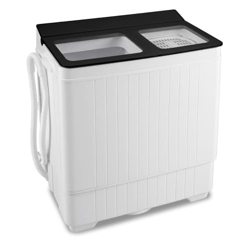 Costway Portable Washing Machine with 18 lbs Washer 8 lbs Spinner Combo Twin Tub Washer Black & White