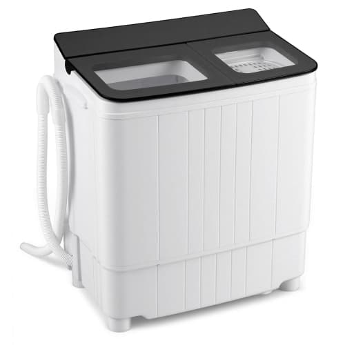 Costway 18 lbs Mini Laundry Machine with 11 LBS Washer&7 LBS Spinner Combo, Twin Tub Washer Blue & White