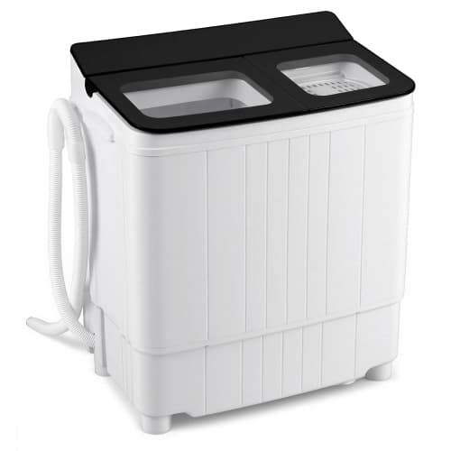 Costway 18 lbs Mini Laundry Machine with 11 lbs Washer & 7 lbs Spinner Combo Twin Tub Washer Blue & White