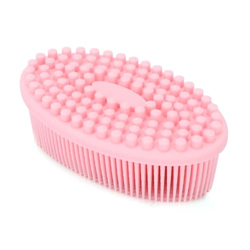 Silicone Body Exfoliating Brush- Baby Bath Massage Brush- Shower Scalp Scrubber Brush Pink