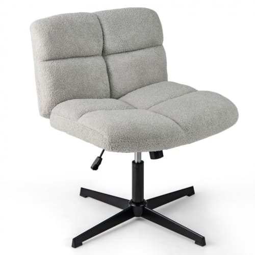 Cross Legged Office Chair Arm less Lamb Fleece Adjustable Height