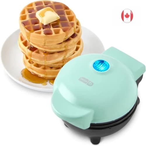 Mini Waffle Maker – Compact Nonstick Electric Waffle Iron for Kids, Quick Homemade Breakfast & Snacks – Aqua