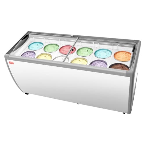 VEVOR 20 Cu.ft Commercial Ice Cream Display Case, Chest Freezer, Restaurant Gelato Dipping Cabinet Top Deep Freezer with Locking Casters, Sliding Glass Door, Hold 12 Ice Cream Tubs