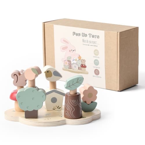 Wooden Forest Animal Bouncing Toy for Babies, Early Educational Matching Game, Children's Hand-Eye Coordination Interactive Toy