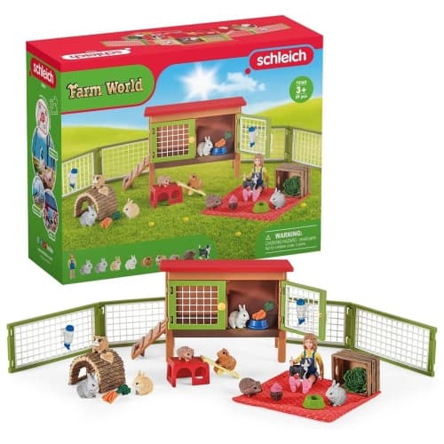 Schleich Farm World: Little Pets Pen & Picnic Playset - 26-Piece Set #72160