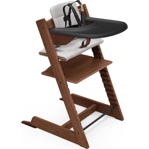 Stokke Tripp Trapp High Chair2 with Cushion and Table Tray - Warm Brown with Black Tray