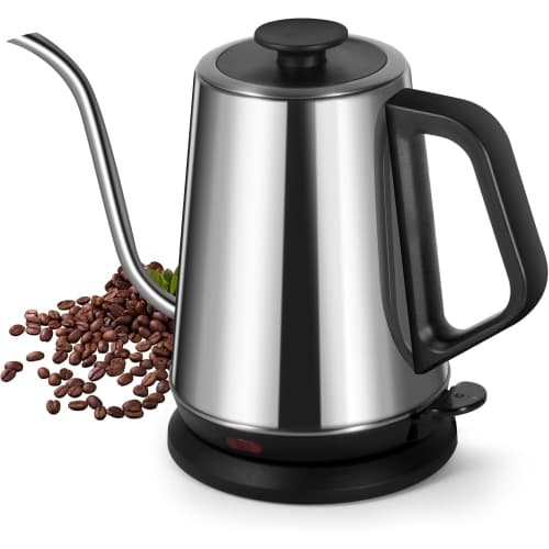 1.2L Electric Gooseneck Kettle with thermometer, Tea Kettle for Boiling Water, Gooseneck Electric Kettle for Coffee & Tea
