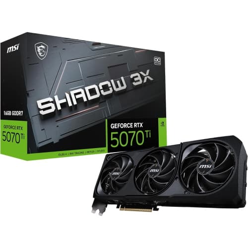 MSI Gaming RTX 5070 TI 16G Shadow 3X OC Graphics Card (16GB GDDR7, 256-bit, Extreme Performance: 2497 MHz, DisplayPort x3 2.1a, HDMI 2.1b, NVIDIA Blackwell Architecture)