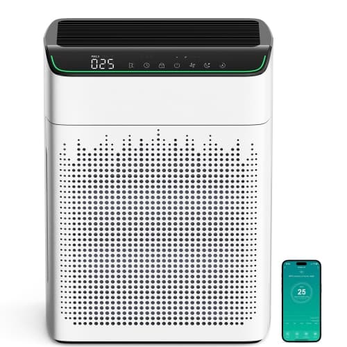 Air Purifiers for Large Room Home Up to 1690ft² with Air Quality Monitor and Smart Control, HEPA Filter Air Purifier for Bedroom, Removes Pet Hairs, Smoke, Dust, 23dB Quiet, Ivory