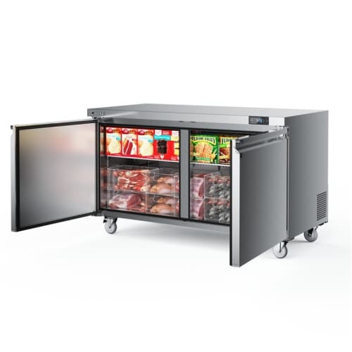 Coolski 60 in. 17.6 cu. ft. Commercial Auto / Cycle Defrost Undercounter Upright Freezer in Stainless Steel