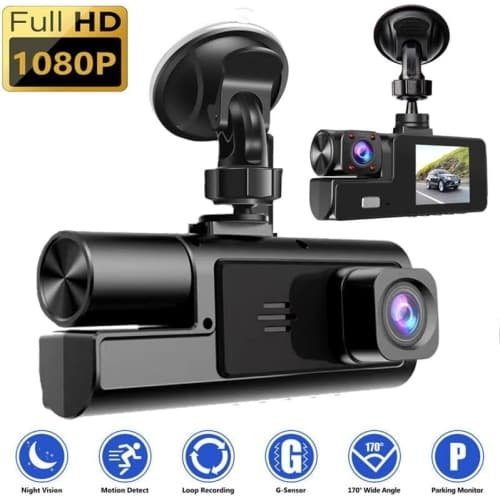 Dual Dash Camera for Car Front and Inside Dashcam Car Security Video Recorder,170°Wide Angle Vehicle Cam,WDR,G-Sensor,2’’ IPS Screen, Loop Recording, Night Vision