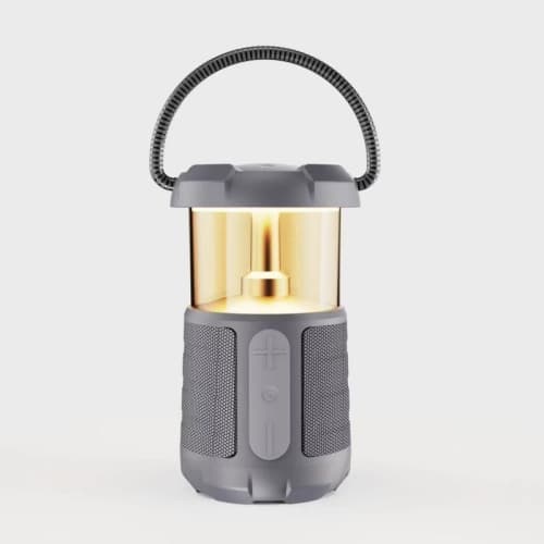 Outdoor Bluetooth speaker, camping light white noise Bluetooth speaker portable handle camping bass speaker. Color: gray.
