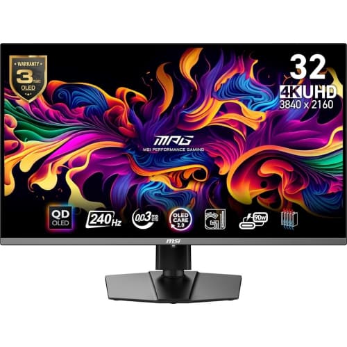 MSI MPG 321URX QD-OLED 31.5" 4K UHD 240Hz 0.03ms Gaming Monitor with USB-C 90W, HDMI 2.1, FreeSync Premium Pro & G-Sync Compatible