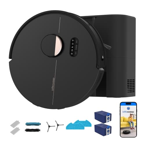 bObsweep Dustin Plus Robot Vacuum & Mop for Multi-Surface with 8000 Pa Suction, 100-Day Self-Empty Dock, LiDAR QSLAM, 2 Bags