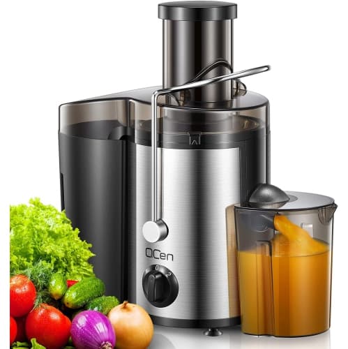 QCen 500W Centrifugal Juicer with 3" Feed Chute, Stainless Steel, BPA-Free, Easy Clean