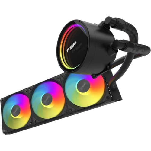 FSP AE36 ARGB 360mm AIO Liquid CPU Cooler, Dual Zone Infinity Mirror Pump, Triple 120mm Fans, High-Density Radiator, Intel LGA1851/1700/1200 & AMD AM5/AM4 Compatible, Black