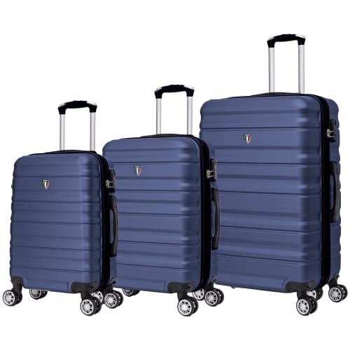 TUCCI Italy GIROVITA 3-Piece Hardside Luggage Set (20", 24", 28") - Blue