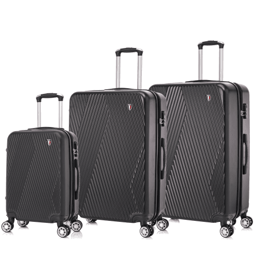 TUCCI Italy COLPI 3-Piece Hardside Luggage Set (20", 24", 28") - Black