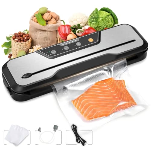 Vacuum Sealer Machine , 80kPa Powerful Food Sealer Built-in Cutter with Sealing Bag and Hose, Vacuum Air Sealing System for Seal a Meal and Sous Vide