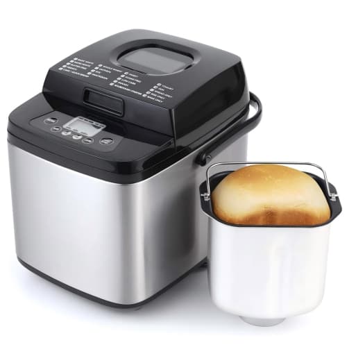 19-in-1 Compact Bread Maker Machine, 1.5 lb / 1 lb Loaf Small Breadmaker with Carrying Handle, Including Gluten Free, Dough, Jam, Yogurt Menus, Bake Evenly, Automatic Keep Warm