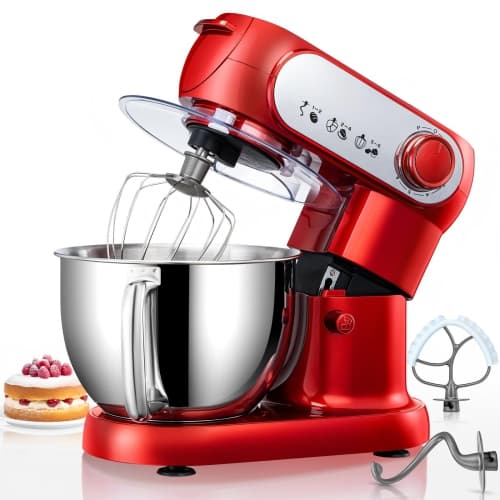 Stand Mixer, 6 QT 600W Tilt-Head Dough Mixer, 6+P speed Mixers Kitchen Electric Stand Mixer with Stainless Steel Bowl, Dishwasher-Safe Dough Hook, Flat Beater, Wire Whisk, Splash G
