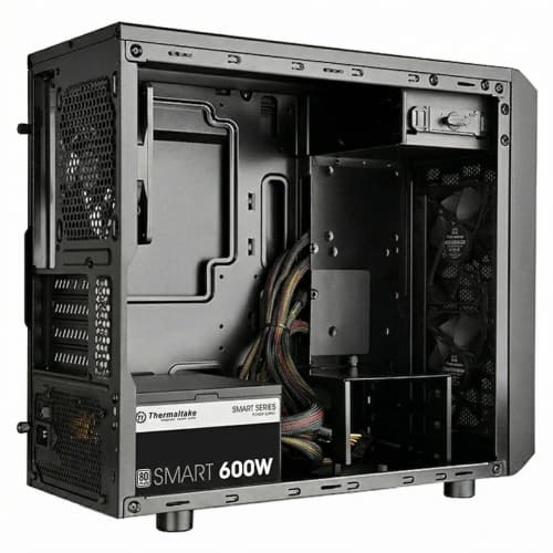 Thermaltake Versa H15 Micro-ATX Case & 600W Power Supply Combo Pre-Installed 120mm Fan, Power Cord, Perfect for Home Office & Budget Builds