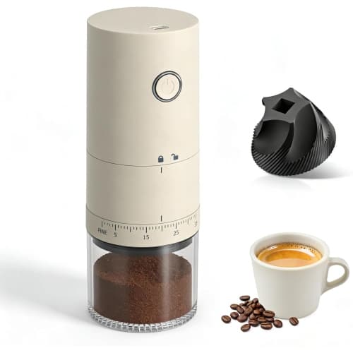 Portable Electric Burr Coffee Grinder with 38 Adjustable Grind Setting,USB Rechargeable Ceramic Core Conical Burr for Espresso,Electric Coffee Bean Grinders for Home Office