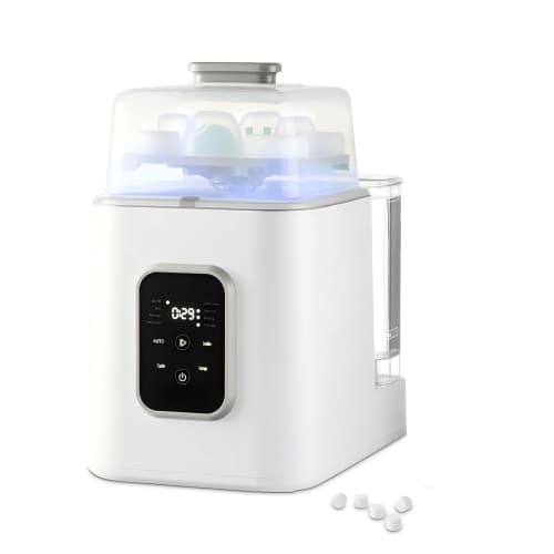 Baby Bottle Washer, Sterilizer & Dryer - All-in-One Pro Cleaning Machine with Fishbone Spray Arm, Self-Cleaning & AUTO Mode, Dual Water Inlet for Bottles, Breast Pump & Baby Essent