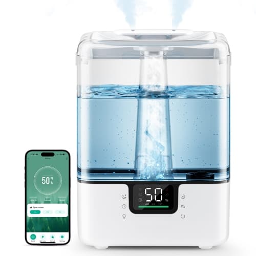 Smart Humidifiers for Bedroom Home, 6L Cool Mist Top Fill Humidifier Large Room with Essential Oil Diffuser, Touch/APP/Voice Control, NightLight Humidifiers for Nursery & Plants (W