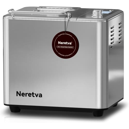 Neretva 20-IN-1 Bread Maker, Dual Heater 2LB Bread Machine Stainless Steel Bread Maker Machine - Silver