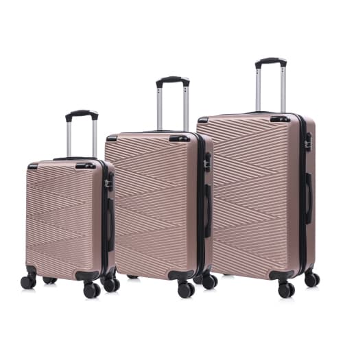 TUCCI Italy AVENZA 3-Piece Hardside Spinner Luggage Set 20"/24"/28", Expandable, Durable With Impact Protection, Unisex - Rose Gold